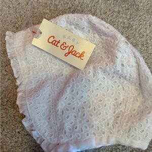 Cat & Jack White Eyelet Baby Bonnet